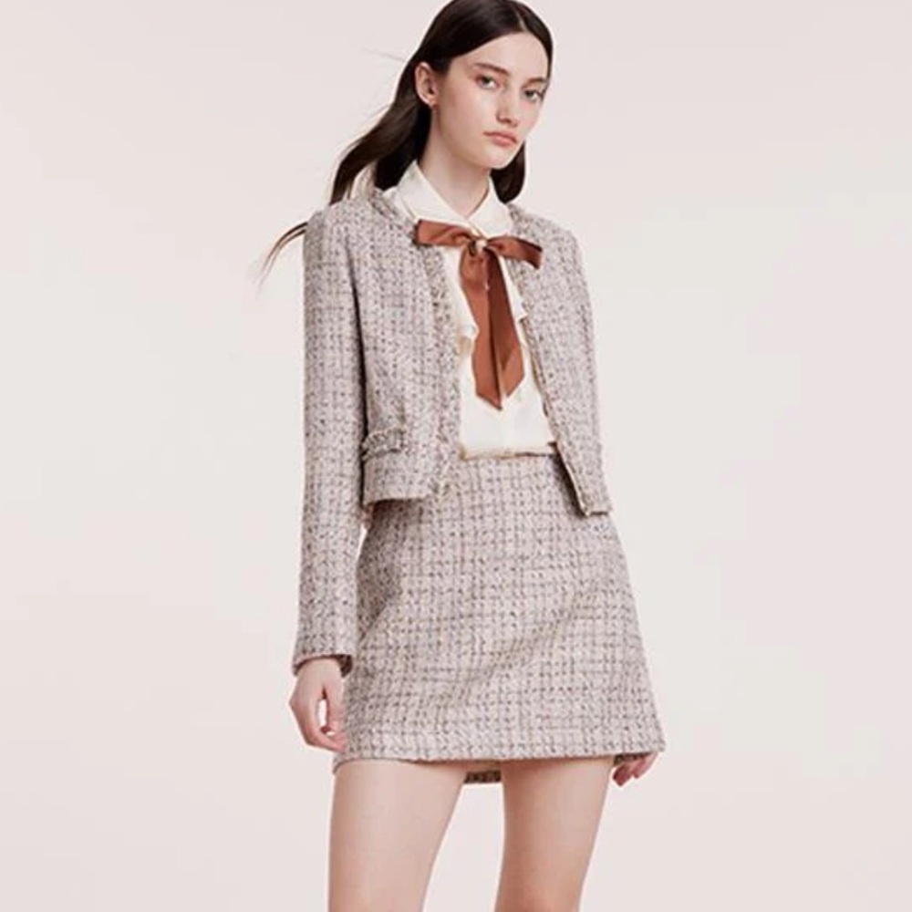 Goelia Wool Jacket and Skirt Tweed Set